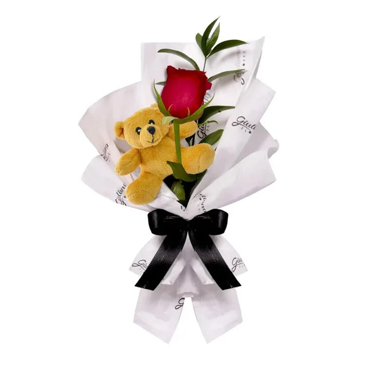 Uma Rosa Vermelha e Urso Chaveirinho