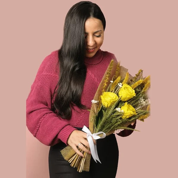 Célebre Buquê de Rosas Encantadas Amarelo