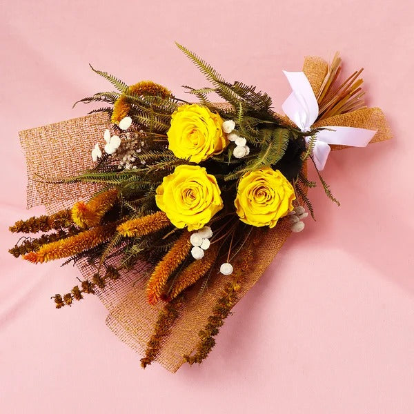 Célebre Buquê de Rosas Encantadas Amarelo