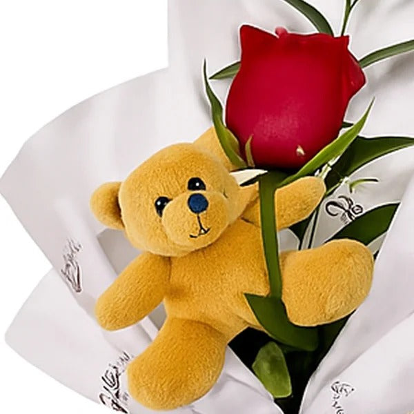 Uma Rosa Vermelha e Urso Chaveirinho