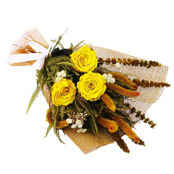 Célebre Buquê de Rosas Encantadas Amarelo