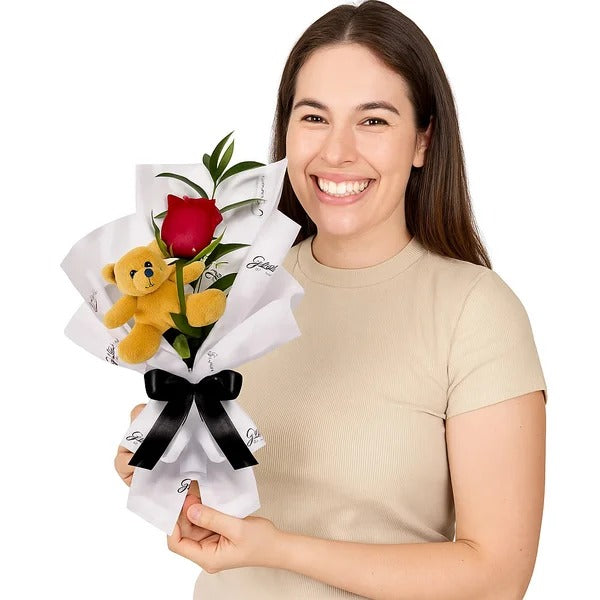 Uma Rosa Vermelha e Urso Chaveirinho