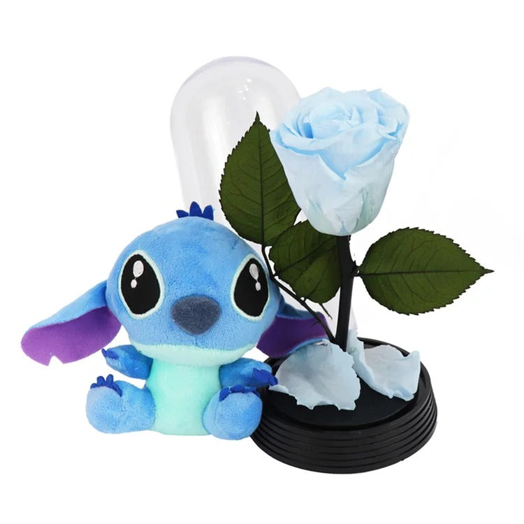 A Bela Rosa Encantada Azul e Stitch 12cm