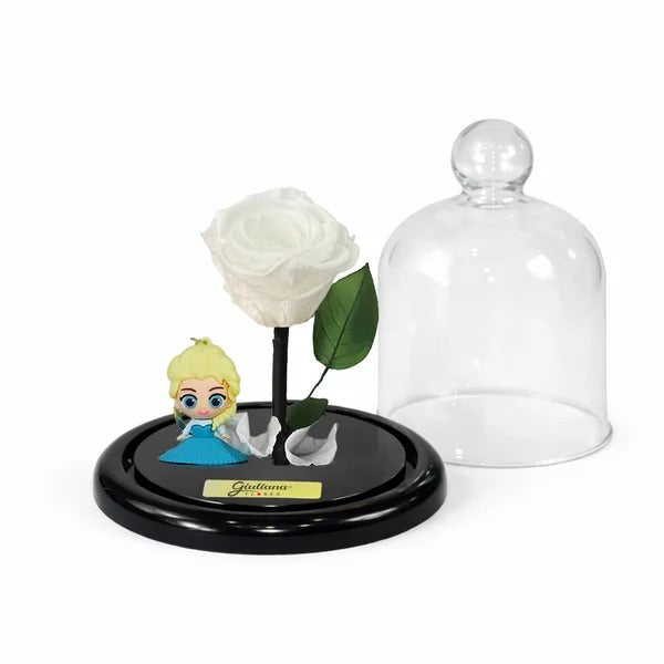 Mini Rosa Encantada Branca e Chaveiro Princesa Elsa