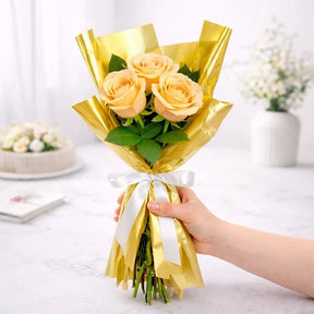 Buquê Trio de Rosas Champanhe