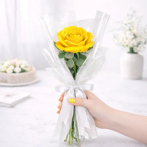 Buquê de Rosa Única Amarelo